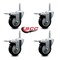 Service Caster 4 Inch Black Polyurethane Swivel 34 Inch Threaded Stem Caster Set with Total Lock Brake SCC-TSTTL20S414-PPUB-BLK-34212-4 - alternate 2